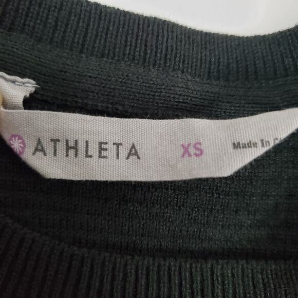 Athleta Women's XS Honeycomb Thermal Waffle Knit Sweater Dark Green/Black - Picture 5 of 8